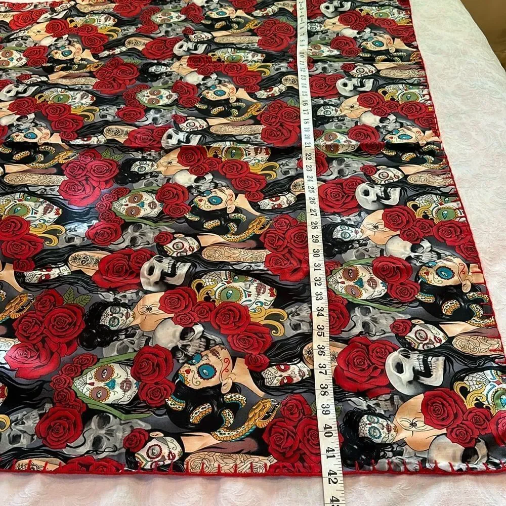 Tapestry Small Blanket Hand Embellished Sugar Skulls Cactus Hand Crocheted